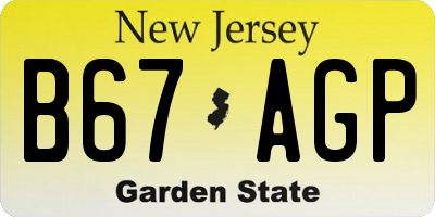 NJ license plate B67AGP