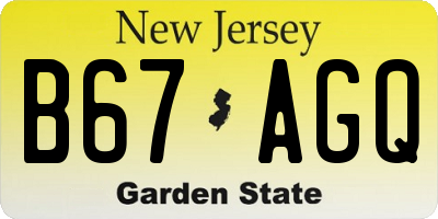 NJ license plate B67AGQ