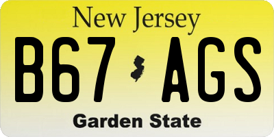 NJ license plate B67AGS