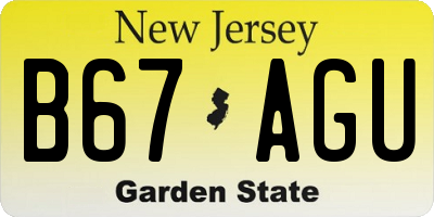 NJ license plate B67AGU