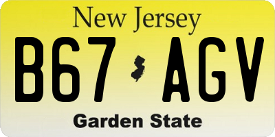 NJ license plate B67AGV
