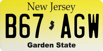 NJ license plate B67AGW