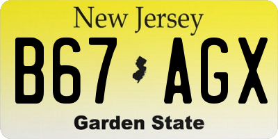 NJ license plate B67AGX