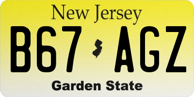 NJ license plate B67AGZ