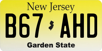 NJ license plate B67AHD