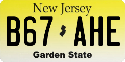 NJ license plate B67AHE