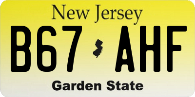 NJ license plate B67AHF