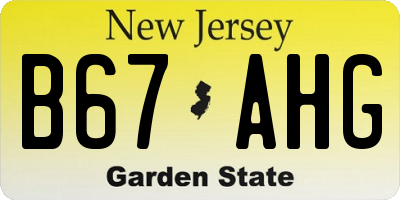 NJ license plate B67AHG