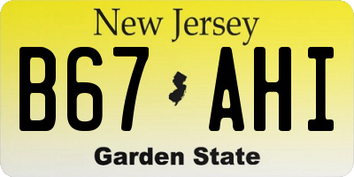 NJ license plate B67AHI