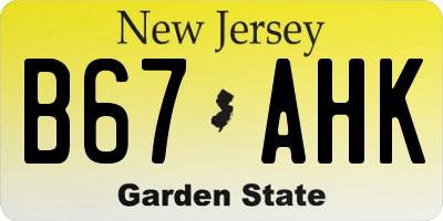 NJ license plate B67AHK