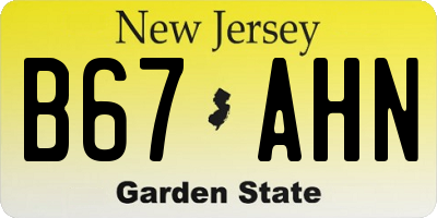NJ license plate B67AHN