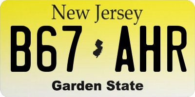 NJ license plate B67AHR