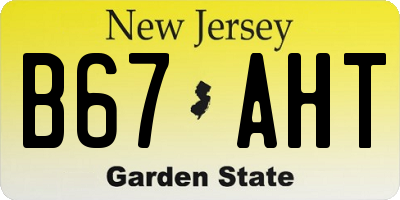 NJ license plate B67AHT