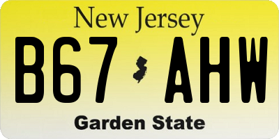 NJ license plate B67AHW