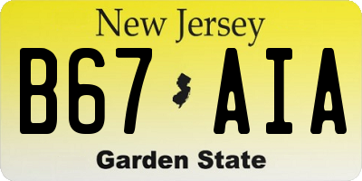 NJ license plate B67AIA