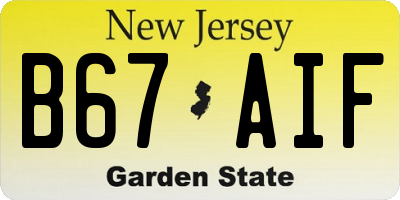 NJ license plate B67AIF