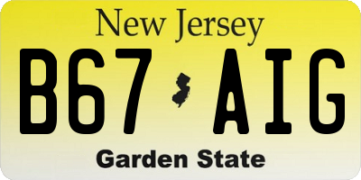 NJ license plate B67AIG