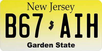 NJ license plate B67AIH