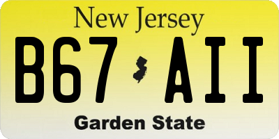 NJ license plate B67AII