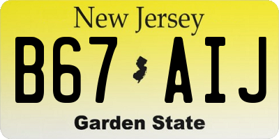 NJ license plate B67AIJ