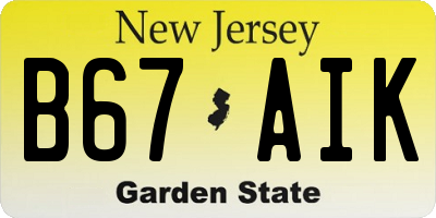 NJ license plate B67AIK