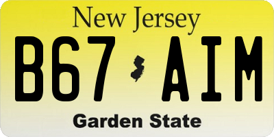 NJ license plate B67AIM