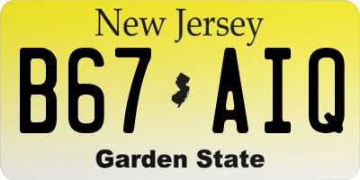 NJ license plate B67AIQ