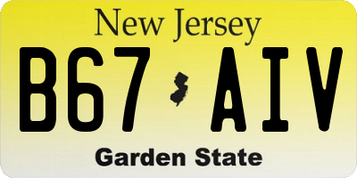 NJ license plate B67AIV