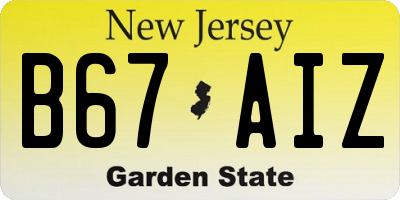 NJ license plate B67AIZ
