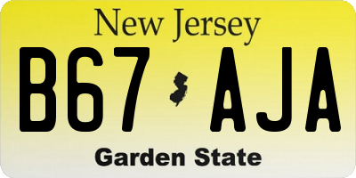 NJ license plate B67AJA