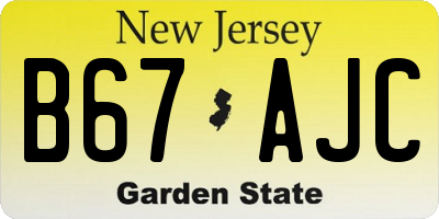 NJ license plate B67AJC