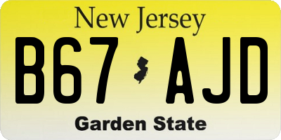 NJ license plate B67AJD