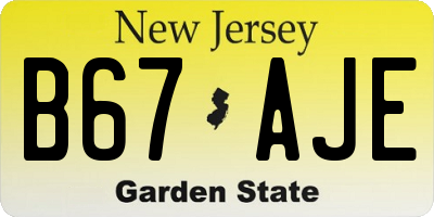 NJ license plate B67AJE