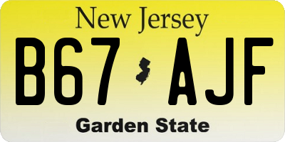 NJ license plate B67AJF