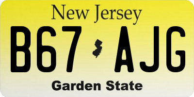NJ license plate B67AJG