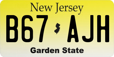NJ license plate B67AJH