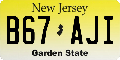 NJ license plate B67AJI