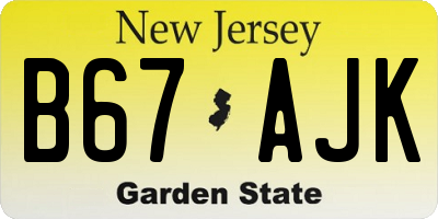 NJ license plate B67AJK