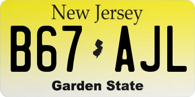 NJ license plate B67AJL