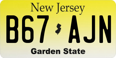 NJ license plate B67AJN