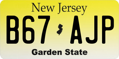 NJ license plate B67AJP