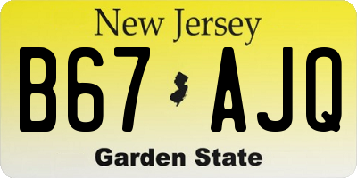 NJ license plate B67AJQ