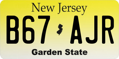 NJ license plate B67AJR