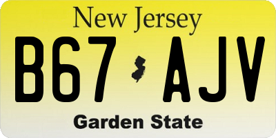 NJ license plate B67AJV