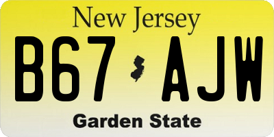 NJ license plate B67AJW