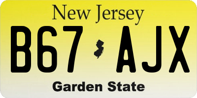 NJ license plate B67AJX