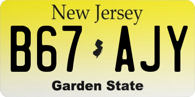 NJ license plate B67AJY