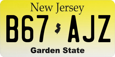 NJ license plate B67AJZ