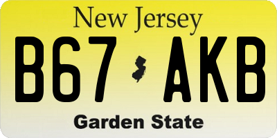 NJ license plate B67AKB
