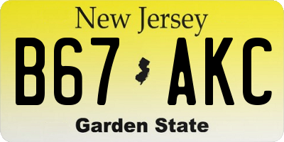 NJ license plate B67AKC